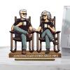 Together Growing Old Statue, Wooden Sculpture of Aging Couple view 1