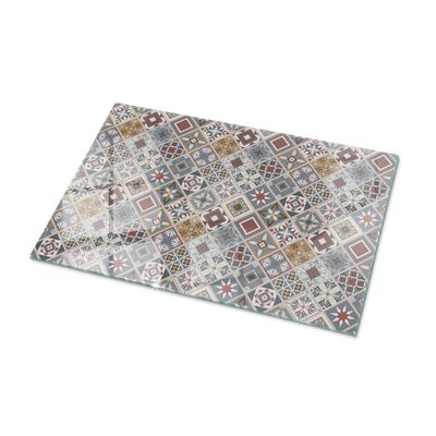Tulup Tempered Glass Tabletop 100 x 70 cm, Rectangular, Mosaic Ornament Design