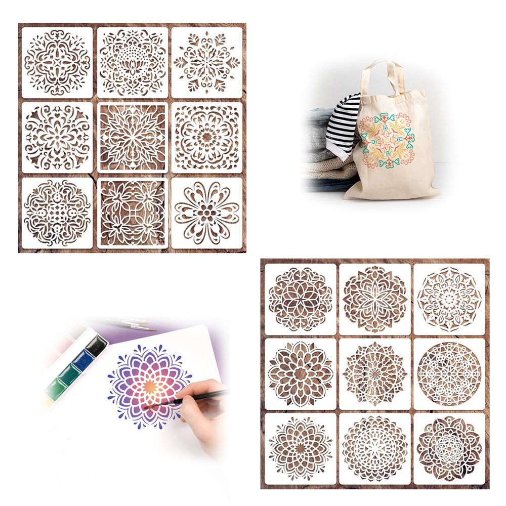 UZYXC 18-Piece Mandala Stencil Set