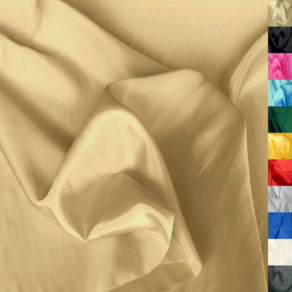TOLKO Lining Fabric Meterware Glossy Lining Taffeta with Viscose | Opaque Wrinkle-Resistant | Universal Fabric for Decoration, Clothing, Costumes | Sewing Fabric Meterware (Light Camel)