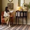 zhuyanbo007 Solid Wood Half-Moon Console Table, Black view 3