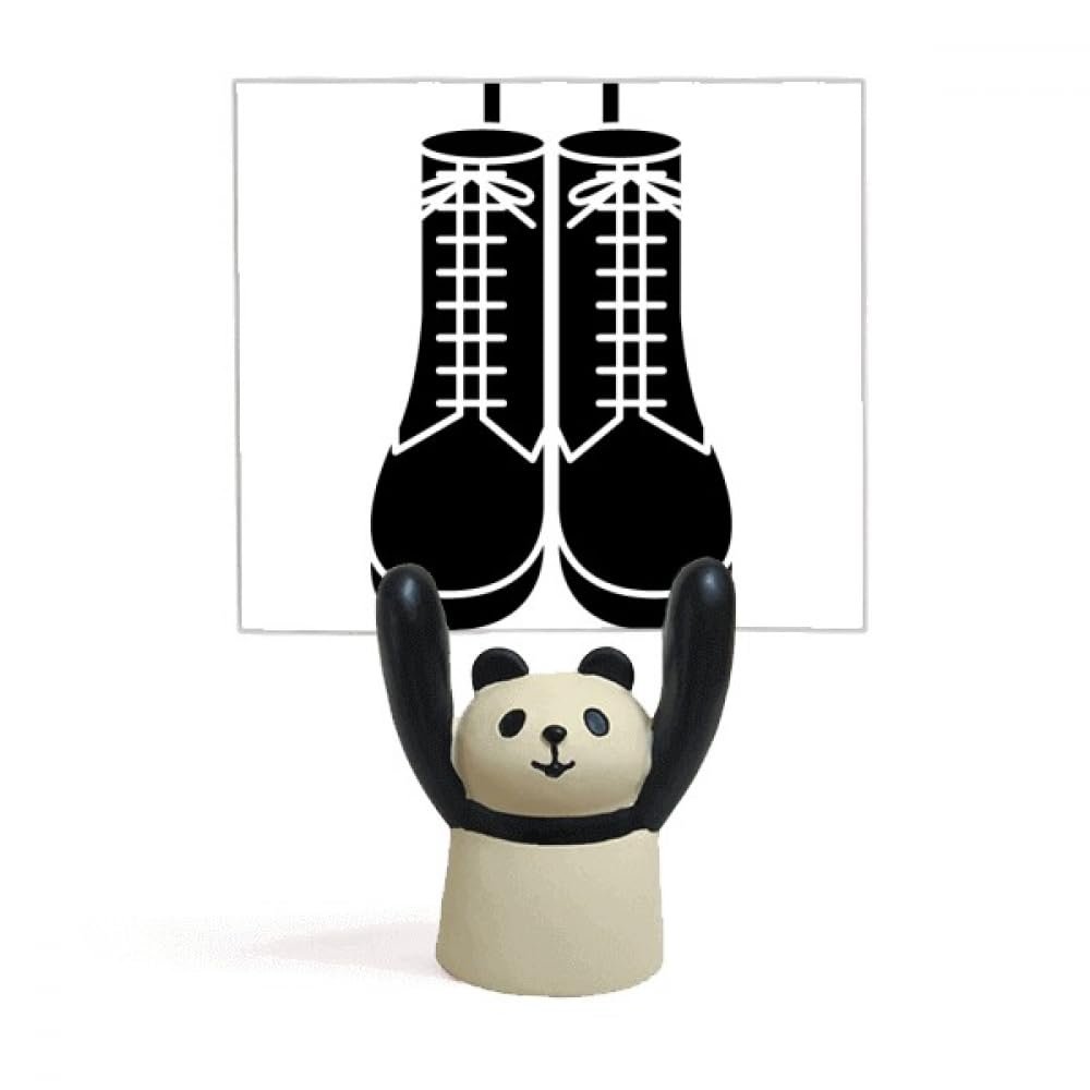 Men's Black High Boot Pattern Outline Memo Holder, Cartoon Panda Stand Decoration