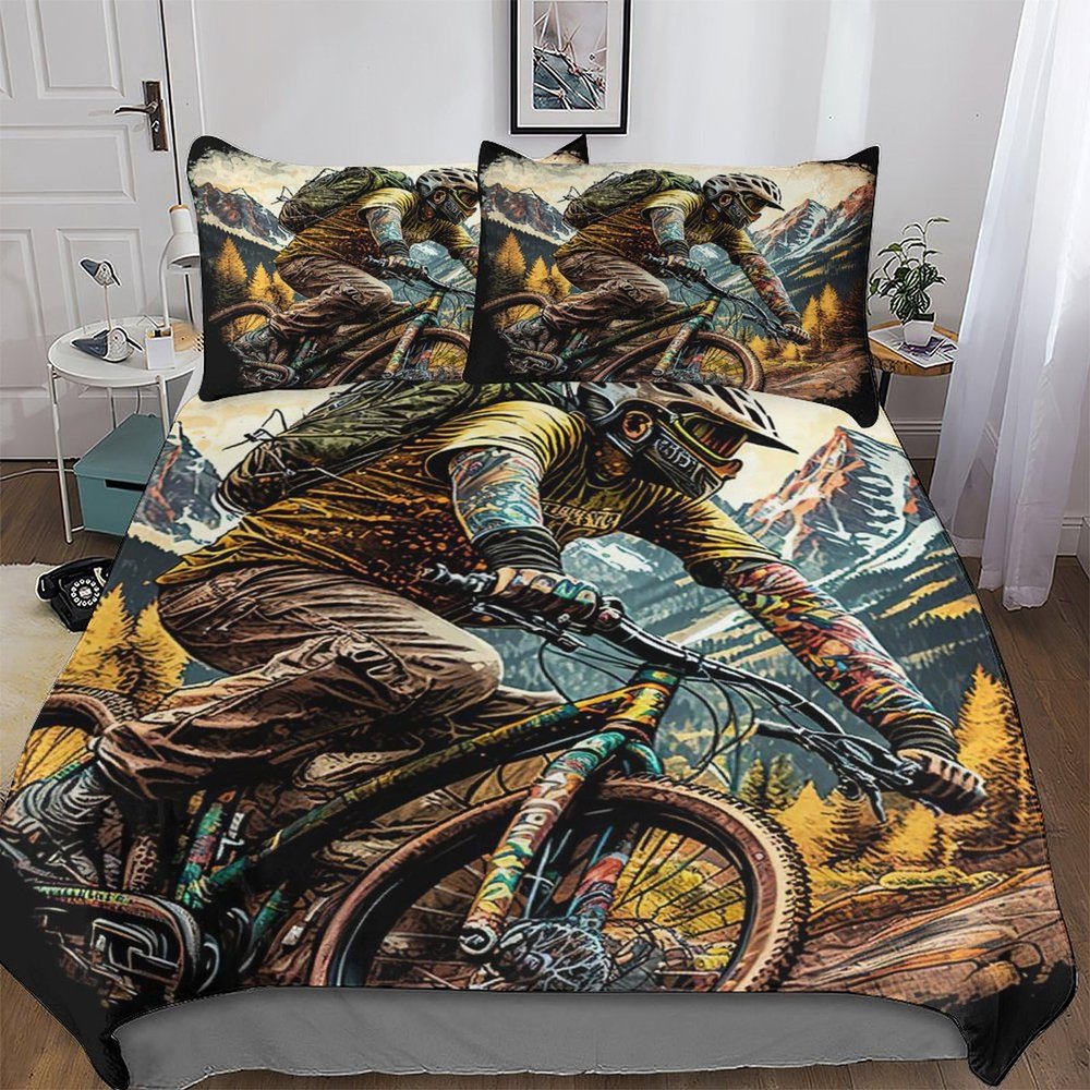 Mountain Bike Microfiber Duvet Cover Set, 2-Piece, Single 135 x 200 cm