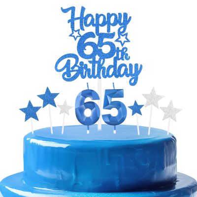 mciskin Royal Blue 65th Birthday Candle Set