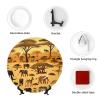 PHAYAH Decorative Bone China Plate with Stand, African Grassland Animal Pattern, 15.2 cm view 4