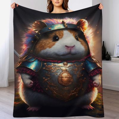 Cute Guinea Pig Warrior Flannel Throw Blanket, 180 x 200 cm