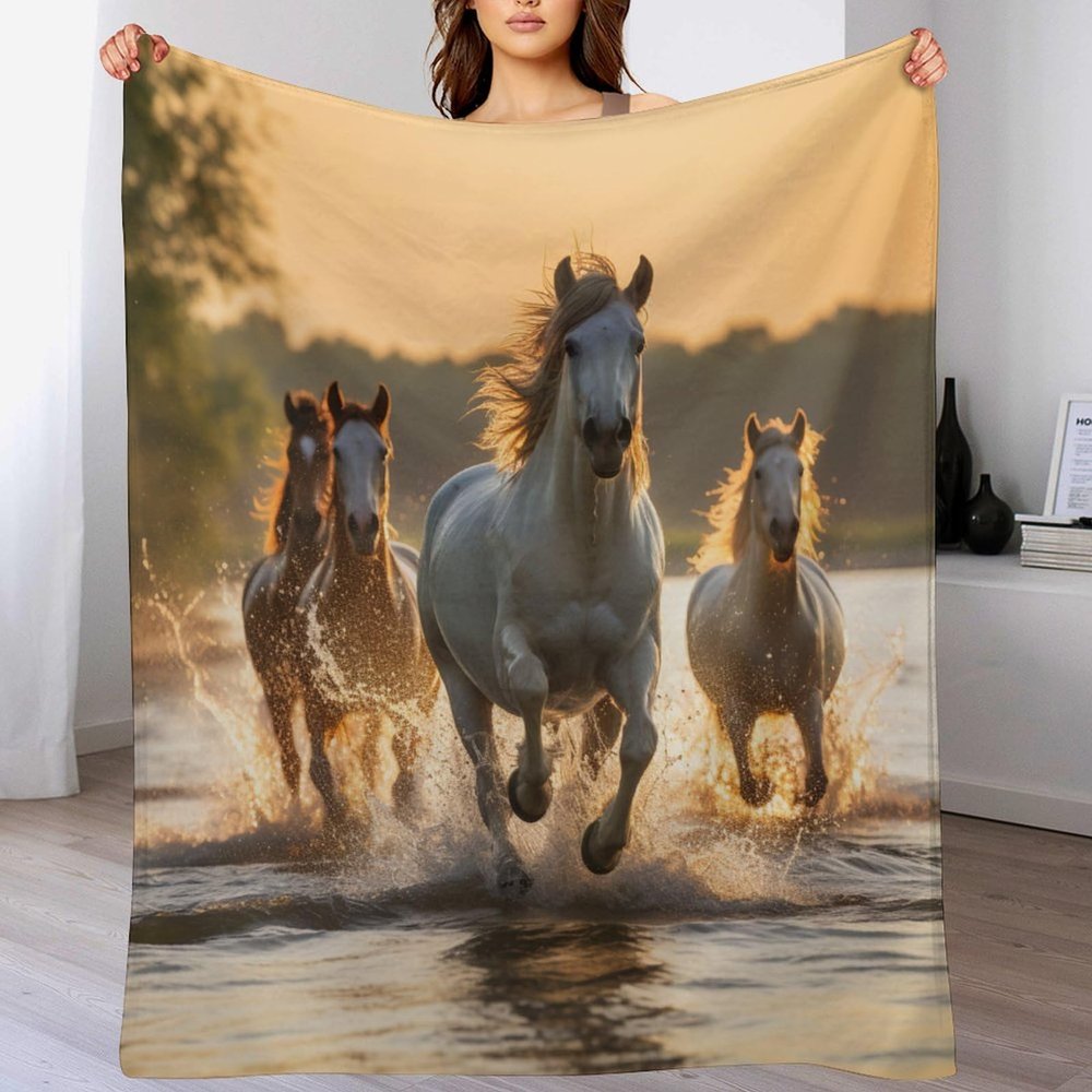 LTTTT Horse Blanket, Four-Season Soft Flannel Throw Blanket, 180 × 200 cm