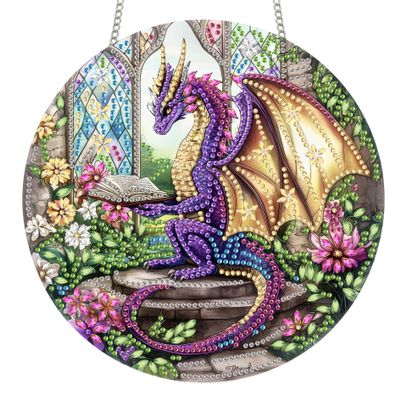 Reofrey Double-Sided Diamond Painting Suncatcher - 20x20cm Dinosaur Design