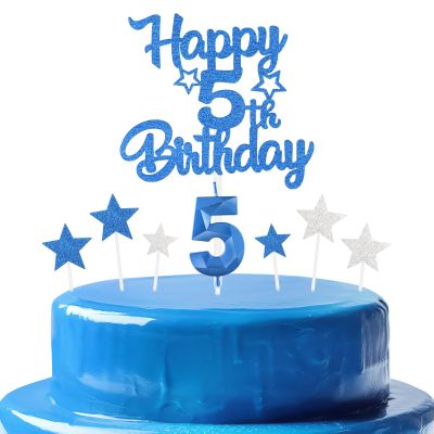 mciskin Royal Blue 5th Birthday Candle Set