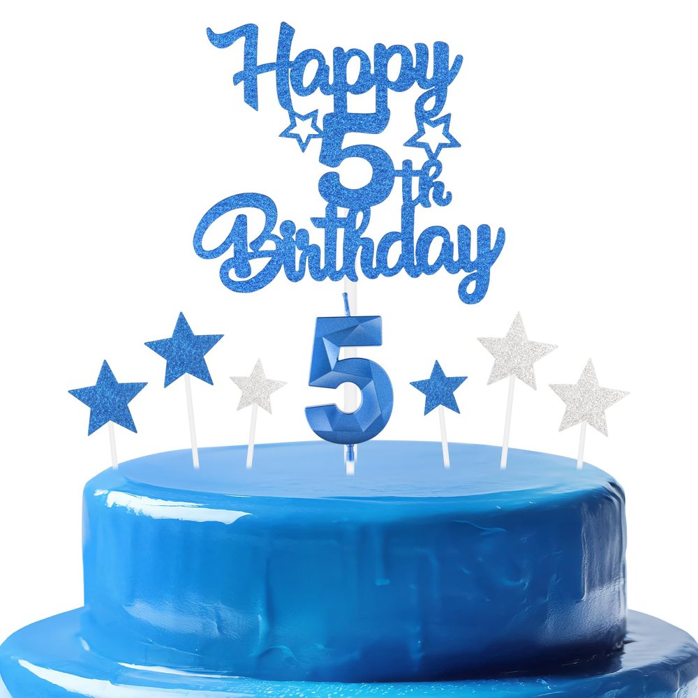 mciskin Royal Blue 5th Birthday Candle Set