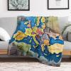 Europe Map Flannel-Fleece Sofa Throw Blanket, 180 x 200 cm view 2