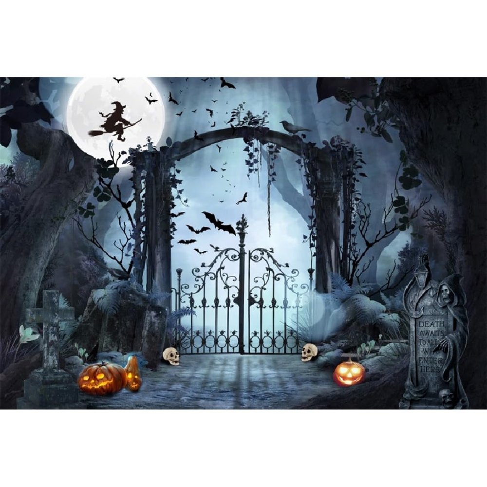 Xiaoterna 6 x 3 m Halloween Forest Cemetery Photography Backdrop