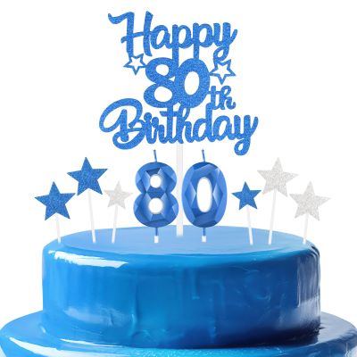mciskin Royal Blue 80th Birthday Candle Set