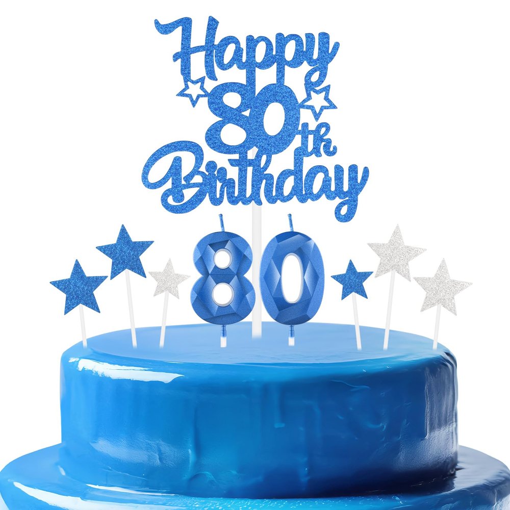 mciskin Royal Blue 80th Birthday Candle Set