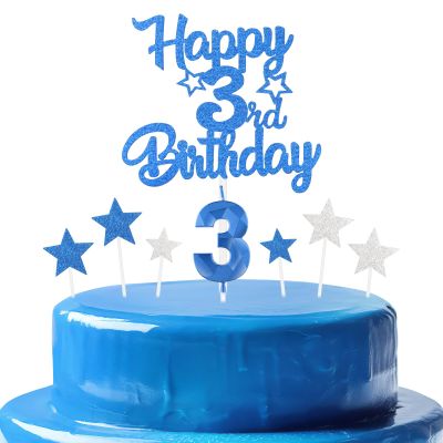 mciskin Royal Blue 3rd Birthday Candle Set