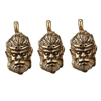 DOITOOL 3-Pack Vibrant DIY Brass Keychain with Wukong Monkey Design