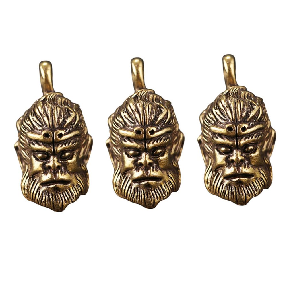 DOITOOL 3-Pack Vibrant DIY Brass Keychain with Wukong Monkey Design