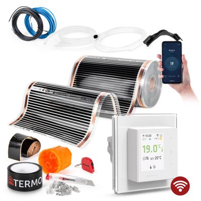 Termofol Electric Underfloor Heating Film 230V with H7 WiFi Thermostat, White, 60 W/m², 36 m