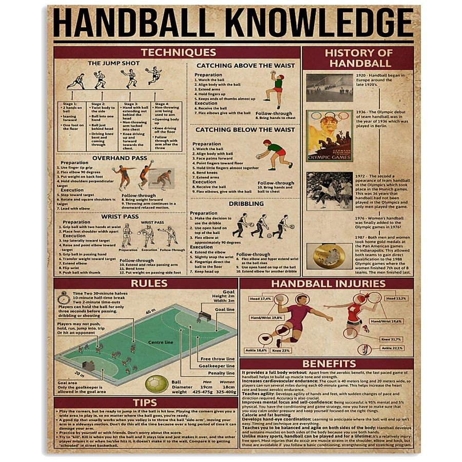 Metal Tin Sign with Handball Facts, 12 x 18 in
