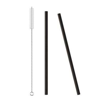 2 Pack Straight Reusable Metal Straws with Cleaning Brush