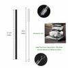 2 Pack Straight Reusable Metal Straws with Cleaning Brush view 2