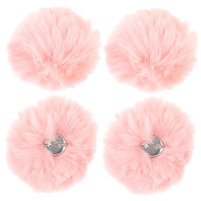 Homoyoyo 4 Pack Pink Faux Fur Pom Poms with Pins