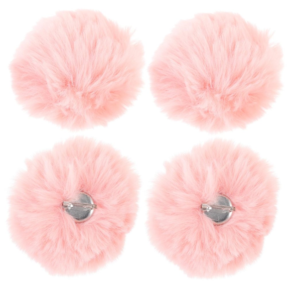 Homoyoyo 4 Pack Pink Faux Fur Pom Poms with Pins