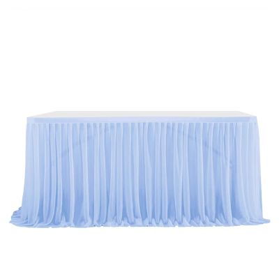 4FT/6FT/9FT Tll Table Skirt for Wedding Decoration, Birthday Parties, Dessert Tables, and Home Decor (Denim Blue, 4FT (122 x 77 cm))