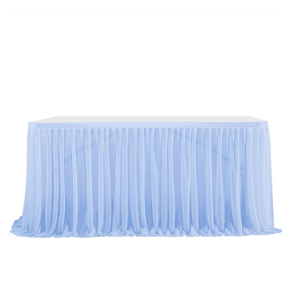 4FT/6FT/9FT Tll Table Skirt for Wedding Decoration, Birthday Parties, Dessert Tables, and Home Decor (Denim Blue, 4FT (122 x 77 cm))