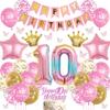 batnite 10th Birthday Balloons for Girls, Pink - Happy Birthday Banner view 1
