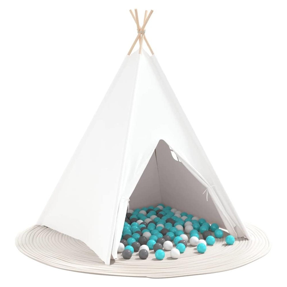 vidaXL White Teepee Tent 120 x 120 x 150 cm, Fabric and Plastic