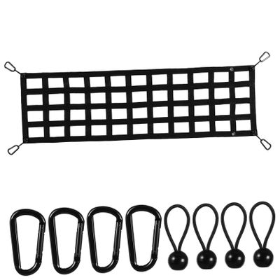 KOMBIUDA Pickup Truck Cargo Net, Black Polyester with Carabiner Hooks