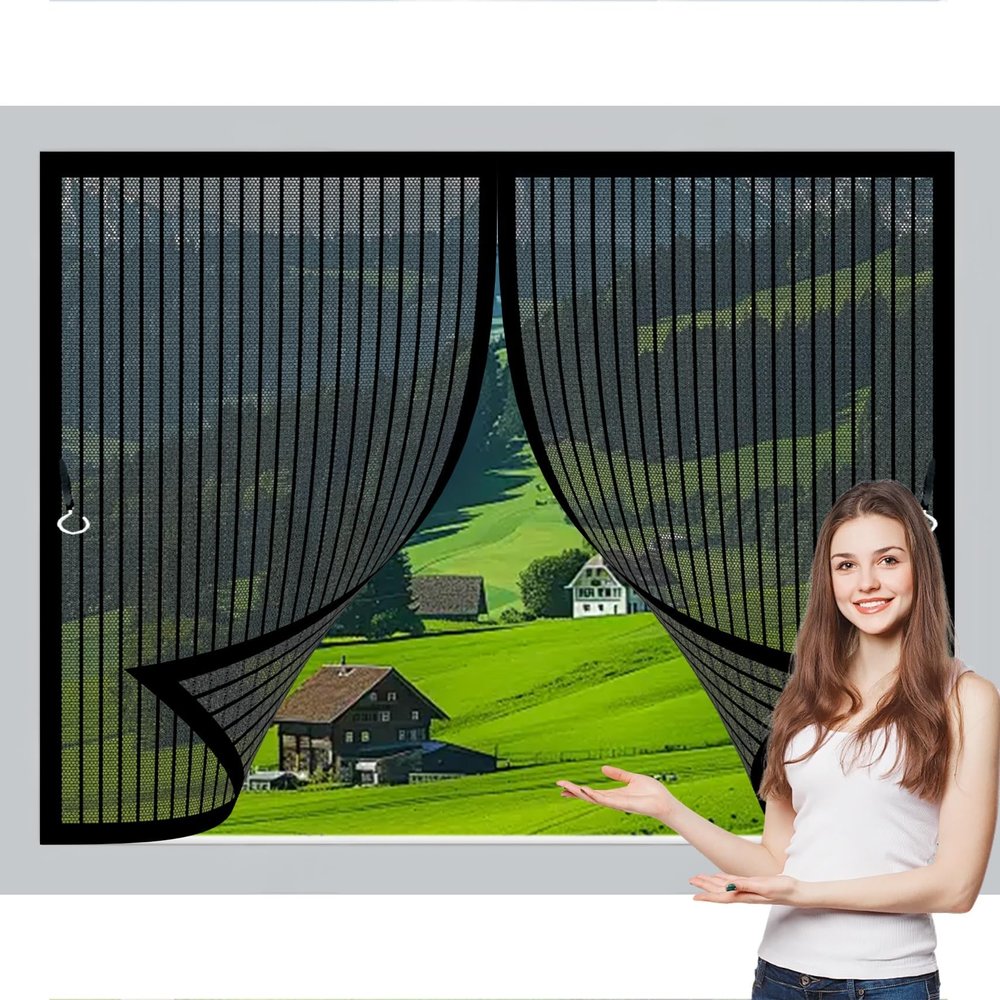 Adjustable Magnetic Screen Curtain 66 x 83 cm, Black