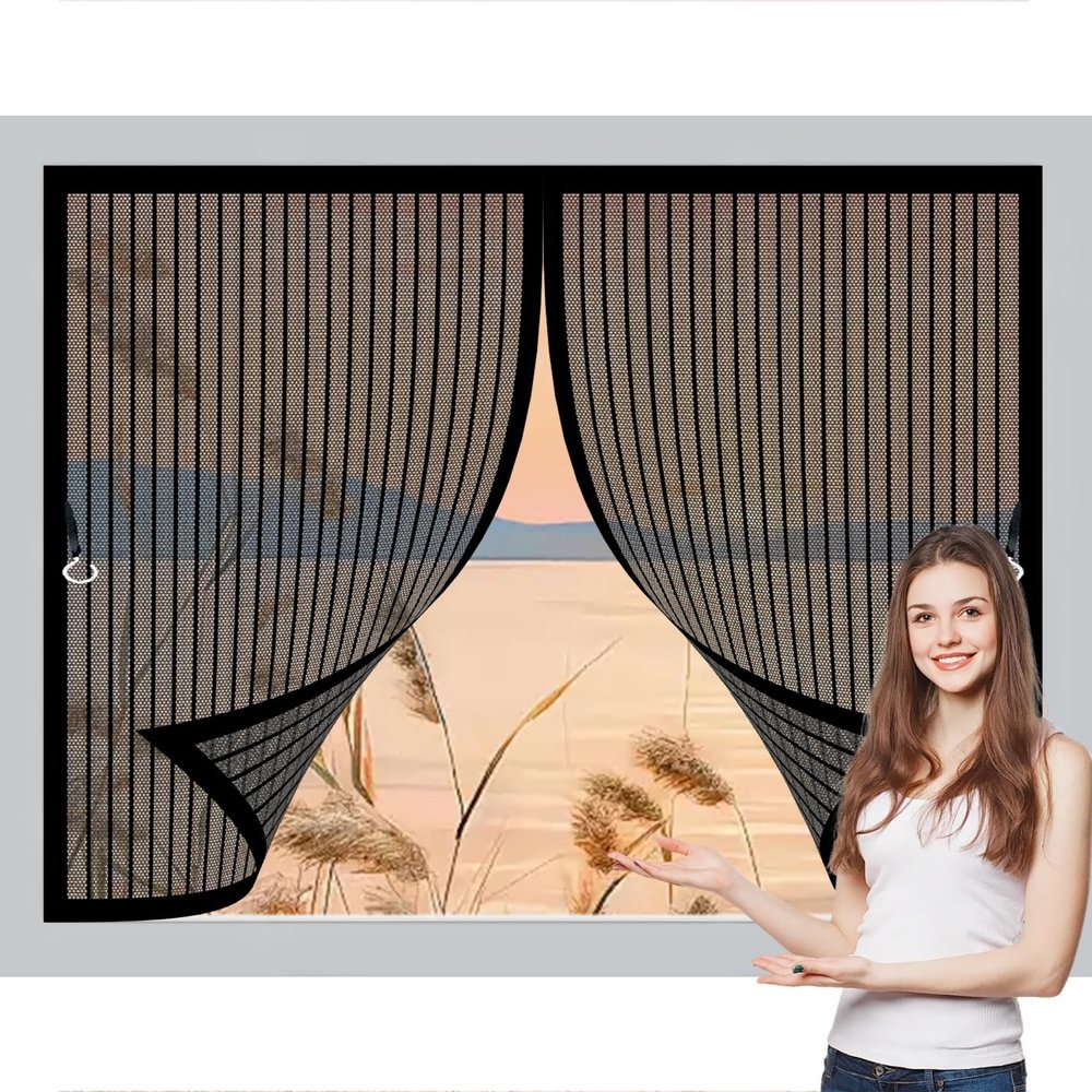 Magnetic Fly Screen for Balcony Door, 77 x 126 cm, Adjustable, Black
