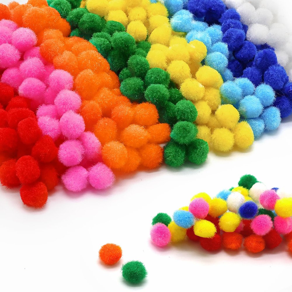 500 Count Colorful Pom Poms 10 mm
