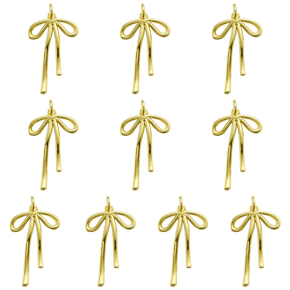 COGCHARGER 10-Piece Gold Bow Knot Charms for Jewelry Making