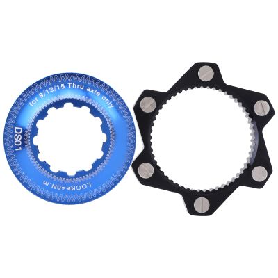 6-Bolt to Center-Lock Rotor Adapter, CNC-Anodized Aluminum, Black and Blue
