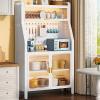 Generic White Baker's Rack with Doors | Freestanding Kitchen Cabinet | Microwave Storage with Two Doors | Stylish Baker's Rack for Hallway | Space-Saving Kitchen Organizer (86 cm) view 1