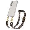 EAZY CASE Phone Lanyard for Galaxy S23 Plus, Adjustable Strap with Silicone Case, Leopard Black Beige Gold view 1