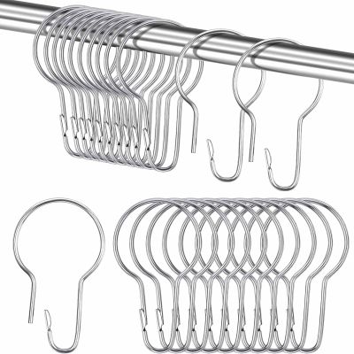 30 Shower Curtain Rings with Glide System, Stainless Steel, Silver