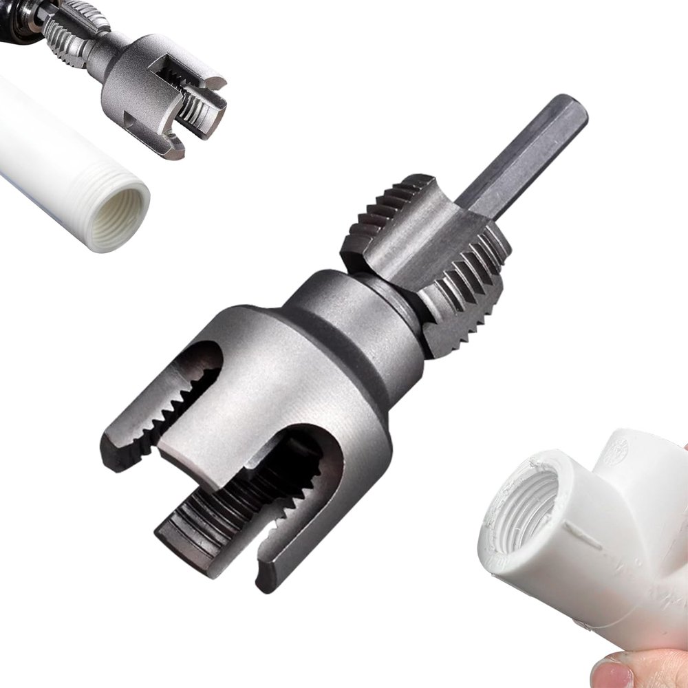 1/2" & 3/4" Pipe Thread Cutter with Integrated Internal/External Threading Tool
