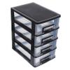 Black Four-Tier Plastic Storage Cabinet with Drawers view 1