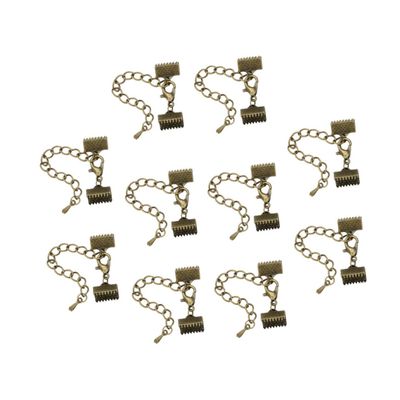 Angoily DIY Cord Ends and 12mm Lobster Clasp with 5cm Chain for Jewelry Making - 10 Pieces
