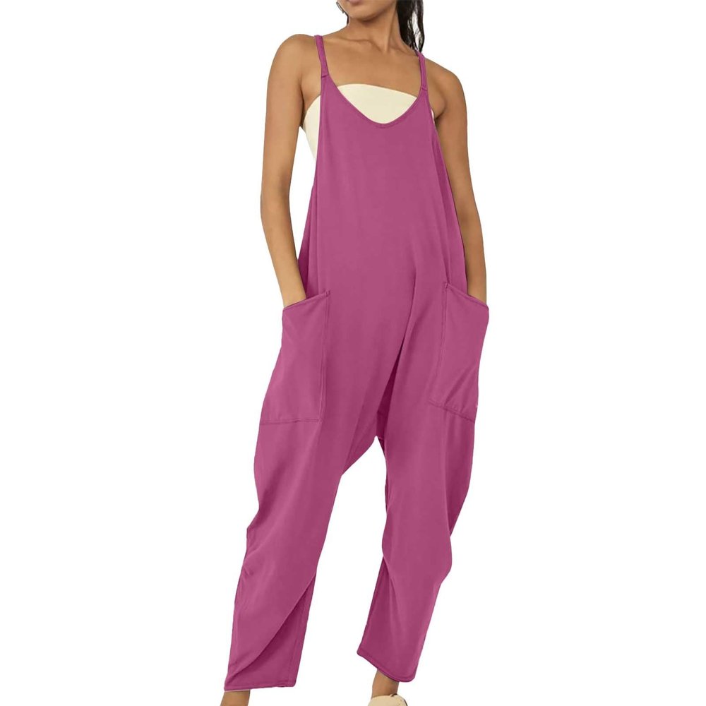 Women's Cotton-Linen Bib Overalls, Plus Size, Summer Romper Dress