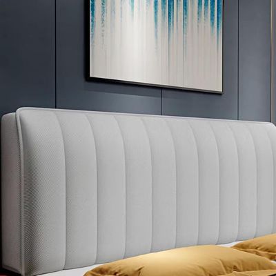JANEMUA Waterproof Stripe Headboard Cover, Elastic Anti-Collision Slipcover, Soft Solid-Color Dustproof Protection, Gray, 200 cm