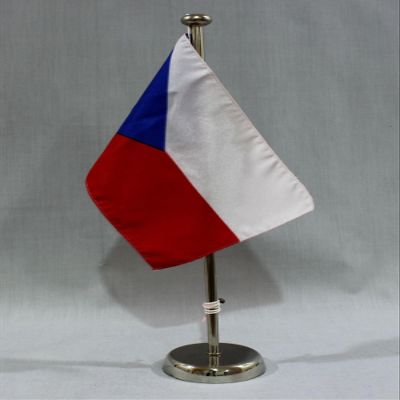 Czech Republic Table Flag 15 x 25 cm with 42 cm Chrome Stand