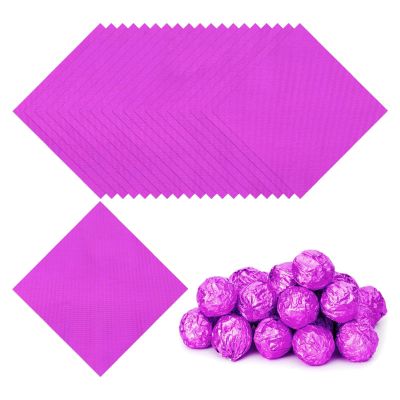 PATIKIL 100 Pcs Foil Paper Wrappers, 9x9cm Aluminum Foil Candy Paper, Pink