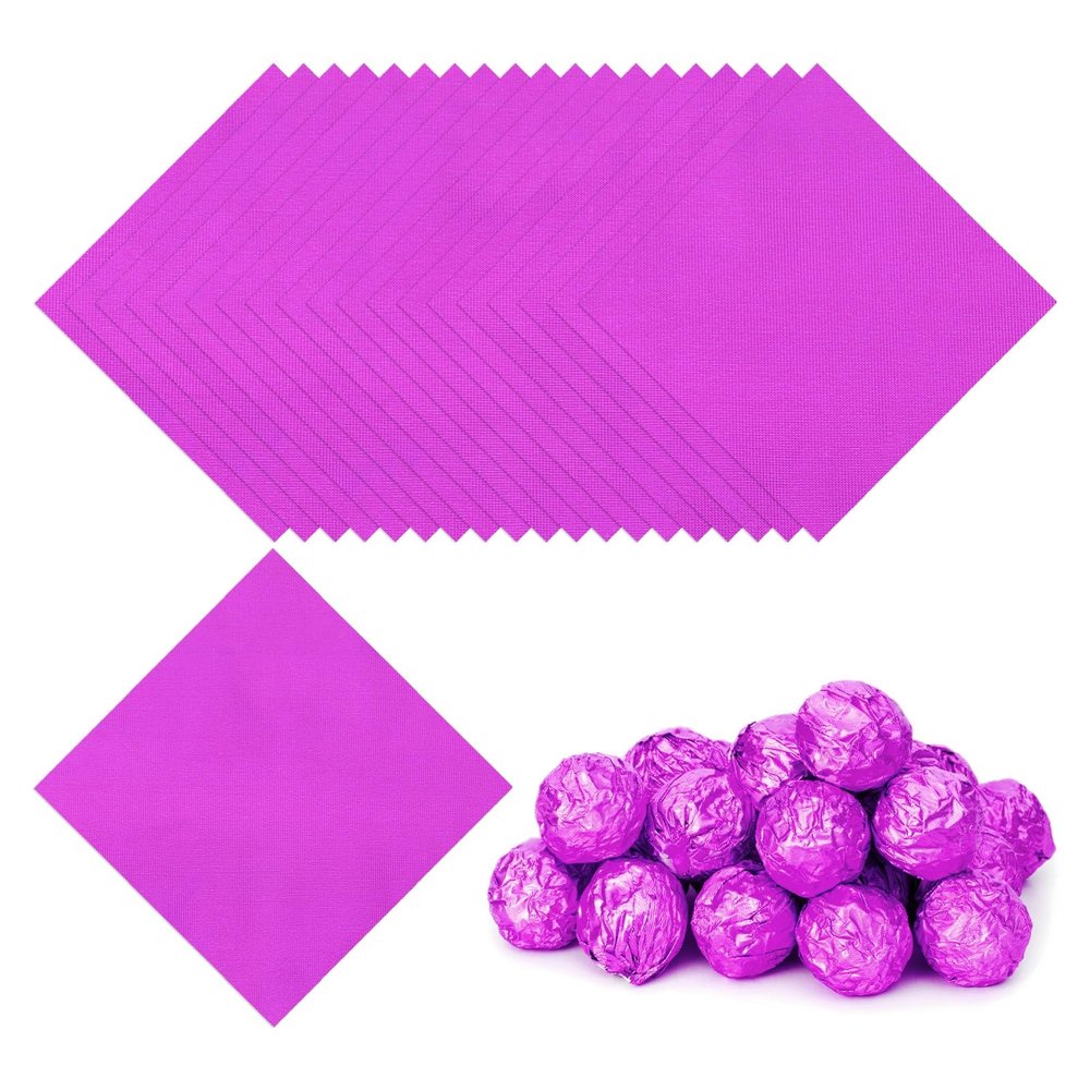 PATIKIL 100 Pcs Foil Paper Wrappers, 9x9cm Aluminum Foil Candy Paper, Pink