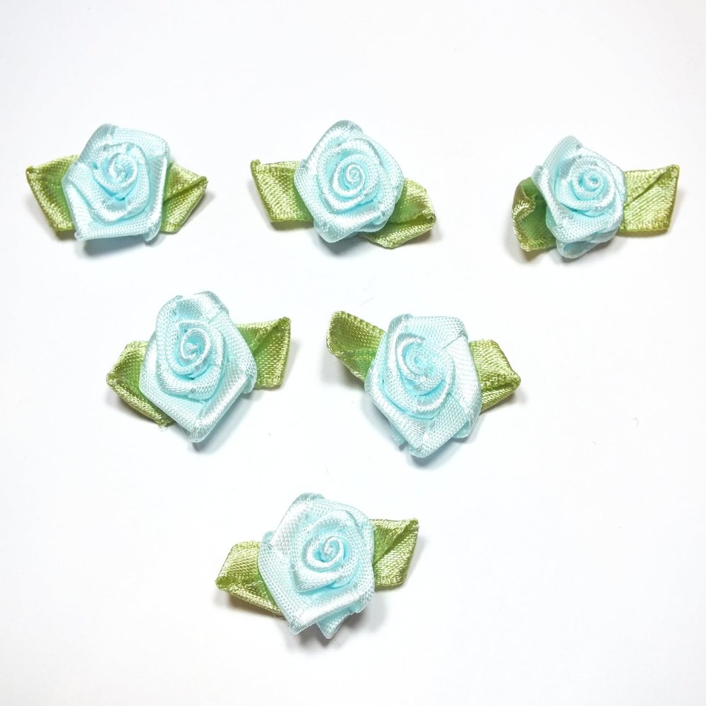 6 Fabric Appliqués: Pink, Light Blue, 15 mm
