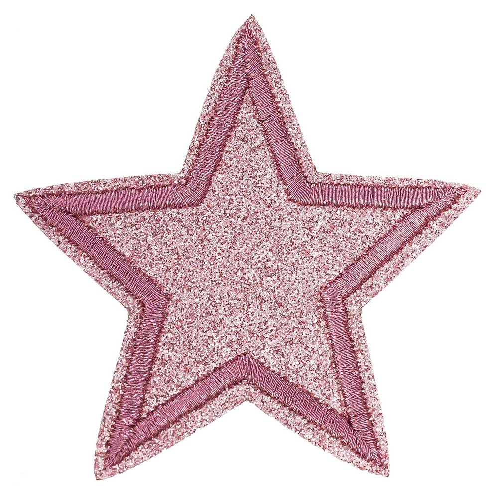 3 Glitter Star Iron-On Patches 65mm